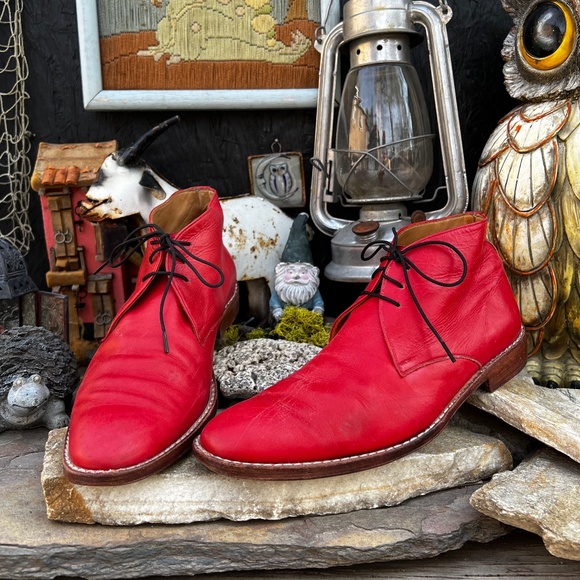 D-Story Red Leather Chukka Boots
